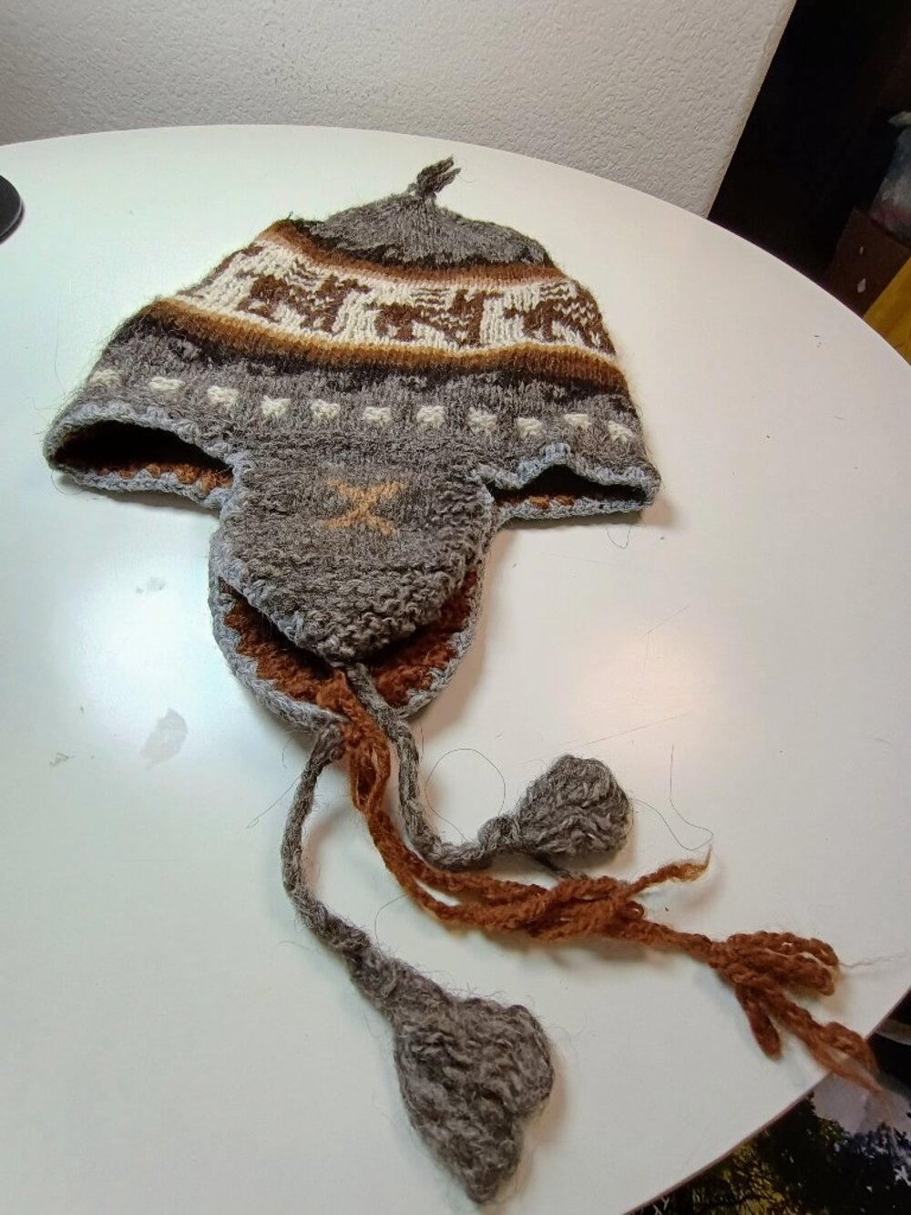 Warm Alpaca Wool Chullo Beanie Hat for Winter